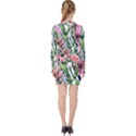 Sumptuous watercolor flowers V-neck Bodycon Long Sleeve Dress View2