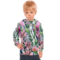 Sumptuous Watercolor Flowers Kids  Hooded Pullover by GardenOfOphir