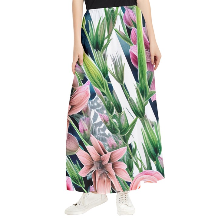 Sumptuous watercolor flowers Maxi Chiffon Skirt