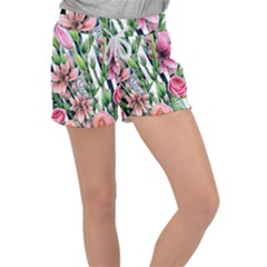 Sumptuous Watercolor Flowers Velour Lounge Shorts by GardenOfOphir