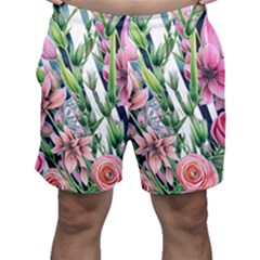 Sumptuous Watercolor Flowers Men s Shorts by GardenOfOphir