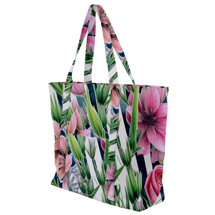 Sumptuous watercolor flowers Zip Up Canvas Bag