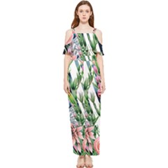 Sumptuous Watercolor Flowers Draped Sleeveless Chiffon Jumpsuit by GardenOfOphir