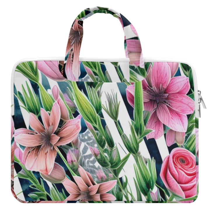 Sumptuous watercolor flowers MacBook Pro 16  Double Pocket Laptop Bag 