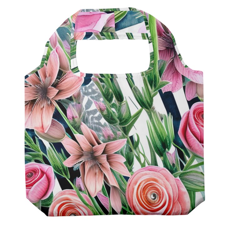 Sumptuous watercolor flowers Premium Foldable Grocery Recycle Bag