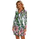 Sumptuous watercolor flowers Long Sleeve Deep V Mini Dress  View2