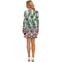 Sumptuous watercolor flowers Long Sleeve Deep V Mini Dress  View4