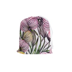 Charming And Cheerful Watercolor Flowers Drawstring Pouch (medium) by GardenOfOphir