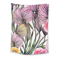 Charming And Cheerful Watercolor Flowers Medium Tapestry by GardenOfOphir