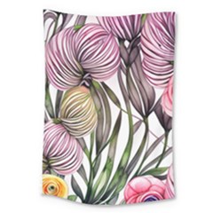 Charming And Cheerful Watercolor Flowers Large Tapestry by GardenOfOphir