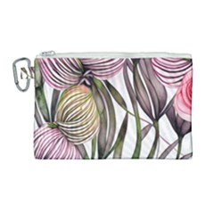 Charming And Cheerful Watercolor Flowers Canvas Cosmetic Bag (large) by GardenOfOphir