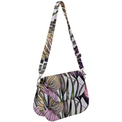 Charming And Cheerful Watercolor Flowers Saddle Handbag by GardenOfOphir