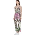 Charming and Cheerful Watercolor Flowers V-Neck Spaghetti Strap Tie Front Jumpsuit View2