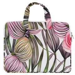 Charming And Cheerful Watercolor Flowers Macbook Pro 16  Double Pocket Laptop Bag  by GardenOfOphir