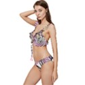 Charming and Cheerful Watercolor Flowers Low Cut Ruffle Edge Bikini Set View2