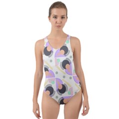 Pattern Pastel Drawing Art Cut-out Back One Piece Swimsuit by Ravend