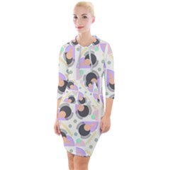 Pattern Pastel Drawing Art Quarter Sleeve Hood Bodycon Dress by Ravend