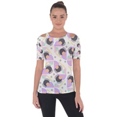 Pattern Pastel Drawing Art Shoulder Cut Out Short Sleeve Top by Ravend