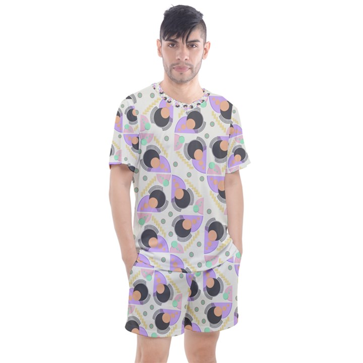 Pattern Pastel Drawing Art Men s Mesh Tee and Shorts Set