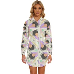 Pattern Pastel Drawing Art Womens Long Sleeve Shirt Dress