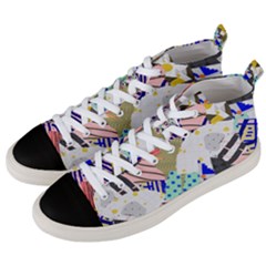 Digital Paper Scrapbooking Abstract Men s Mid-top Canvas Sneakers by Ravend