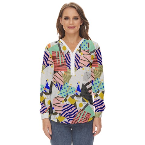 Digital Paper Scrapbooking Abstract Zip Up Long Sleeve Blouse by Ravend