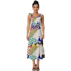 Digital Paper Scrapbooking Abstract Tie-strap Tiered Midi Chiffon Dress by Ravend