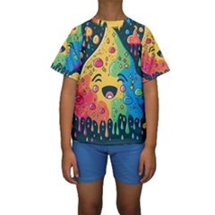 Rainbows Drip Dripping Paint Happy Kids  Short Sleeve Swimwear by Ravend