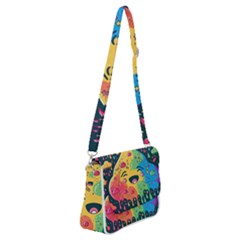 Rainbows Drip Dripping Paint Happy Shoulder Bag With Back Zipper by Ravend