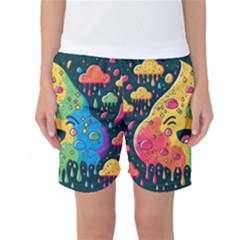 Rainbows Drip Dripping Paint Happy Women s Basketball Shorts by Ravend