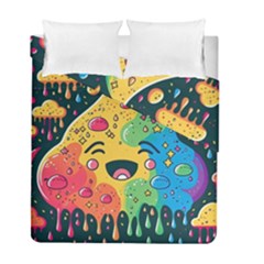 Rainbows Drip Dripping Paint Happy Duvet Cover Double Side (full/ Double Size) by Ravend