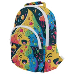 Rainbows Drip Dripping Paint Happy Rounded Multi Pocket Backpack by Ravend