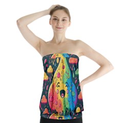 Rainbows Drip Dripping Paint Happy Strapless Top by Ravend