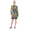 Rainbows Drip Dripping Paint Happy Button Long Sleeve Dress View2