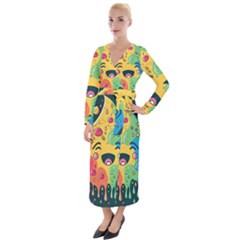 Rainbows Drip Dripping Paint Happy Velvet Maxi Wrap Dress by Ravend