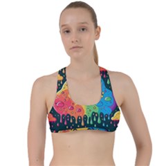 Rainbows Drip Dripping Paint Happy Criss Cross Racerback Sports Bra by Ravend