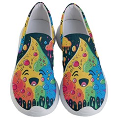 Rainbows Drip Dripping Paint Happy Women s Lightweight Slip Ons