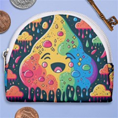 Rainbows Drip Dripping Paint Happy Horseshoe Style Canvas Pouch by Ravend