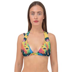 Rainbows Drip Dripping Paint Happy Double Strap Halter Bikini Top by Ravend