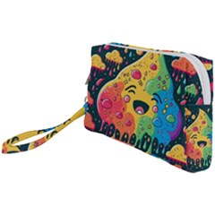 Rainbows Drip Dripping Paint Happy Wristlet Pouch Bag (small) by Ravend