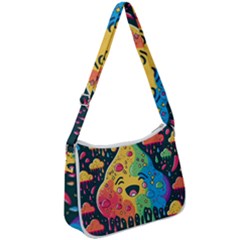 Rainbows Drip Dripping Paint Happy Zip Up Shoulder Bag by Ravend