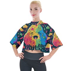 Rainbows Drip Dripping Paint Happy Mock Neck Tee by Ravend