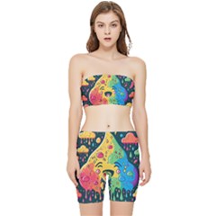 Rainbows Drip Dripping Paint Happy Stretch Shorts And Tube Top Set by Ravend