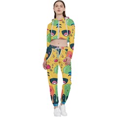 Rainbows Drip Dripping Paint Happy Cropped Zip Up Lounge Set by Ravend