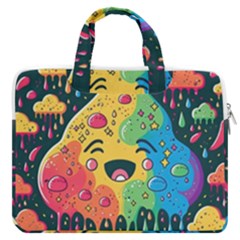 Rainbows Drip Dripping Paint Happy Macbook Pro 13  Double Pocket Laptop Bag by Ravend