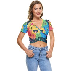 Rainbows Drip Dripping Paint Happy Short Sleeve Foldover Tee