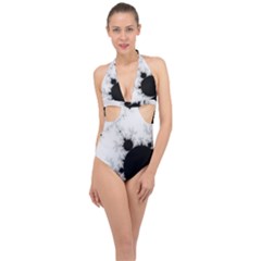 Almond Bread Apple Males Mathematics Halter Front Plunge Swimsuit by Ravend