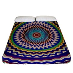 Kaleidoscope Geometric Circles Fitted Sheet (queen Size) by Ravend