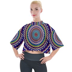 Kaleidoscope Geometric Circles Mock Neck Tee by Ravend