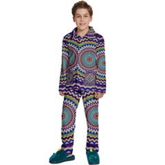 Kaleidoscope Geometric Circles Kids  Long Sleeve Velvet Pajamas Set